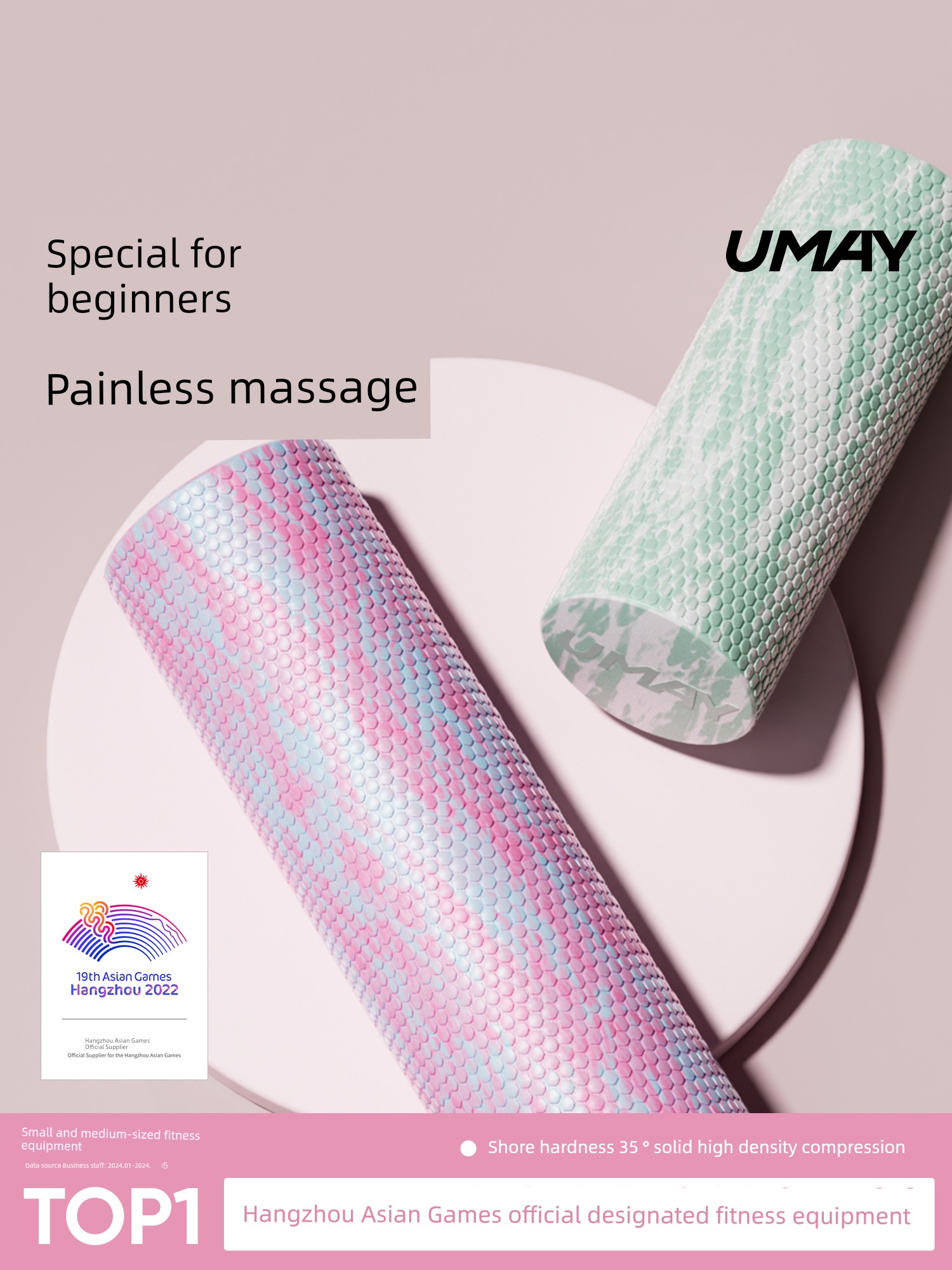 Yeejoo Solid Foam Roller Muscle Relaxation Professional Roller Massage Roller Spiked Club Rolling Leg Beginner Yoga Equipment