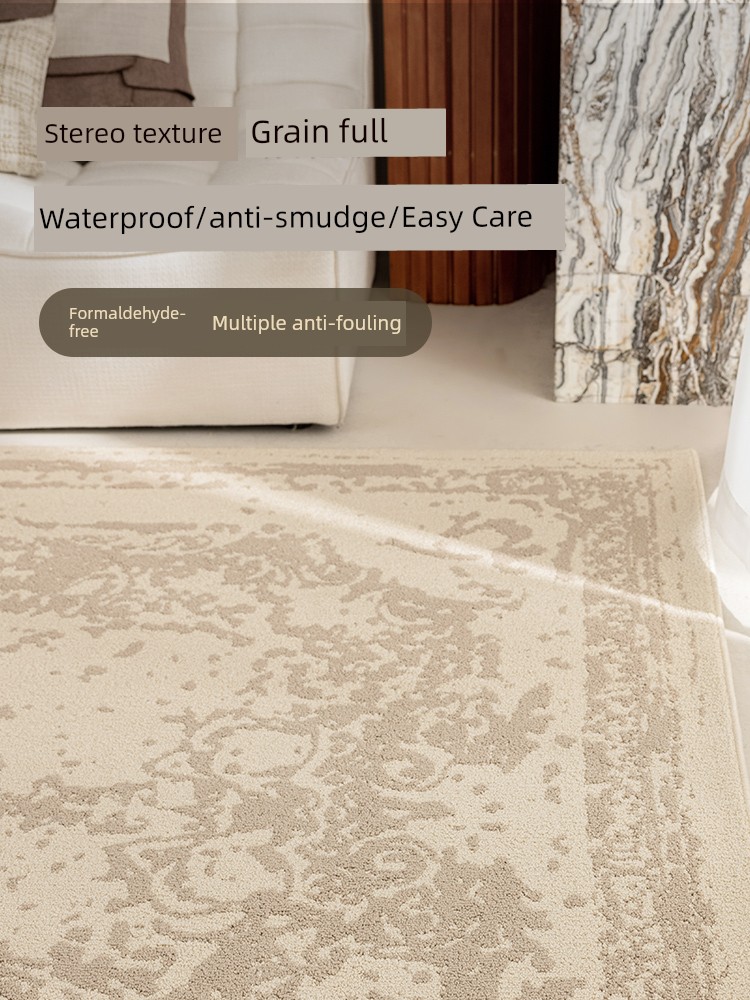 French Erasable Washable Living Room Carpet 2025 New Arrival Accessible Luxury Fancy Waterproof Anti-Fouling Disposable Bedroom Floor Mat
