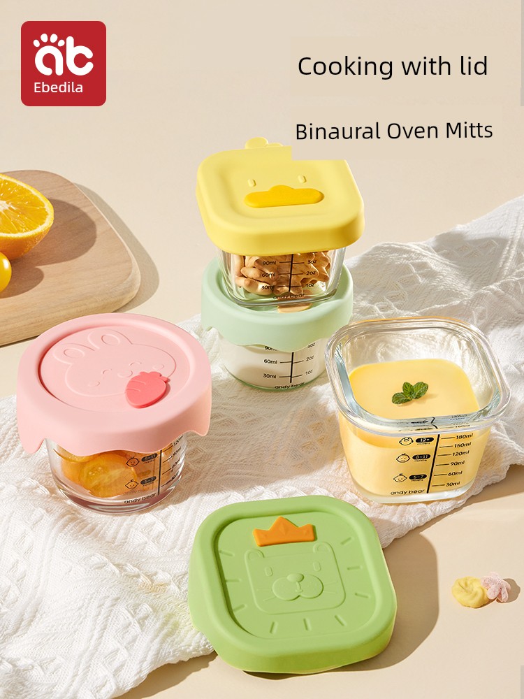 Baby Food Mold Glass Fresh-Keeping Storage Cooking Custard Bowl Cup Mode Tools Full Set for Babies Solid Food Bowl