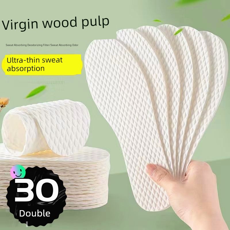 [Buy 15 Get 15 Free] Disposable Insole Men's and Women's Wood Pulp Mint Breathable Sweat-Proof Military Training Disposable Bare Feet Handy Gadget