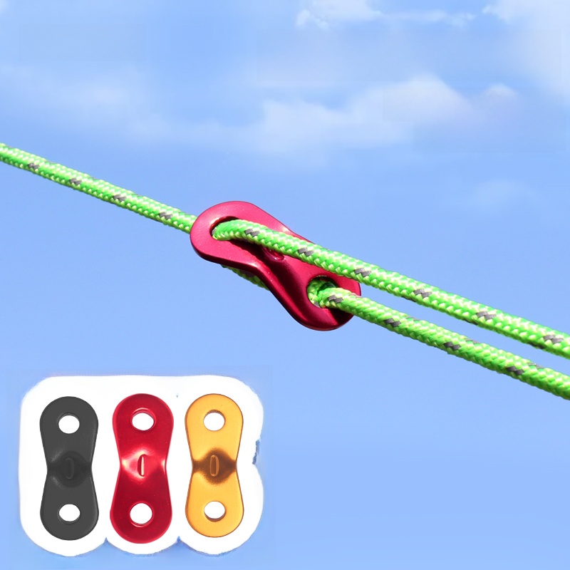 Aluminum Alloy Wind Proof Rope Length Adjustable Buckle Outdoor Tent Canopy Wind Rope Slide Buckle Double Eyes Umbrella String Clip Fixing Buckle