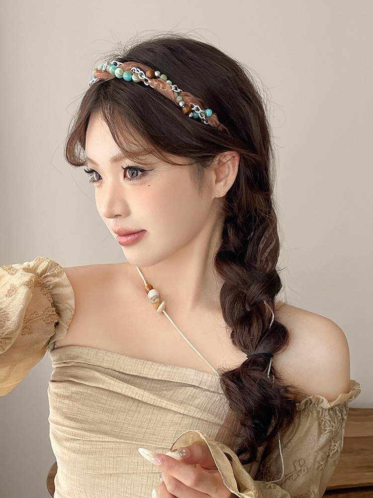 Brown Mesh Belt Ethnic Style Accessories Natural Stone