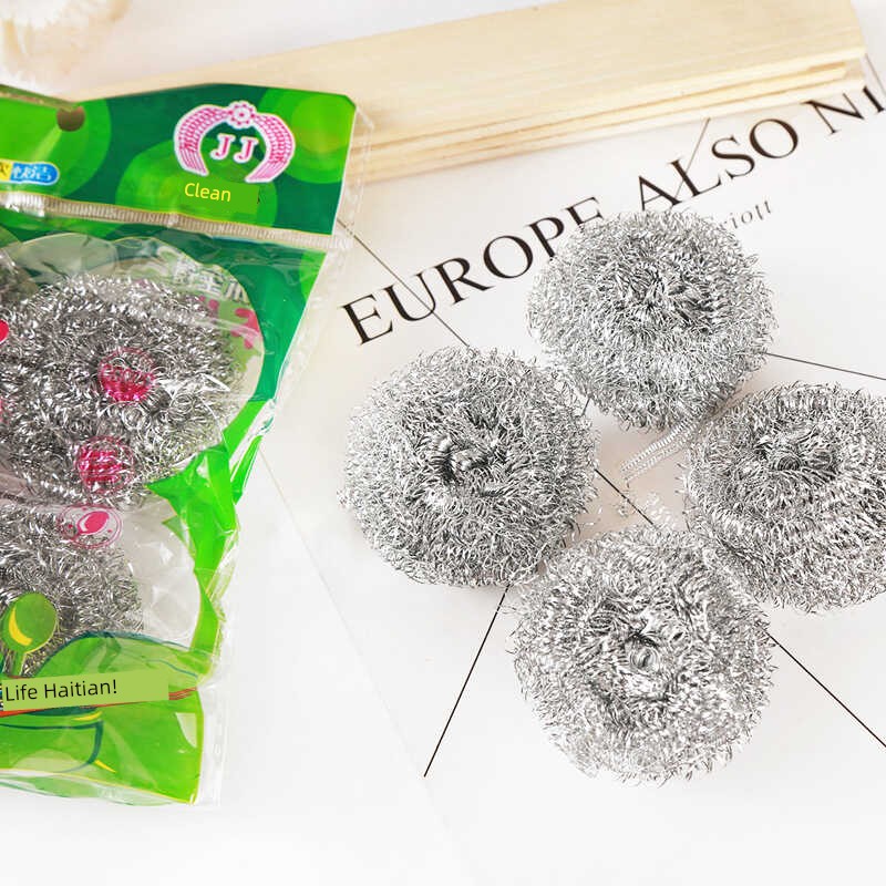 [3 Yuan for 3 Pieces] Coral Velvet Rag 4 Pieces + Disposable Straws 50 Pieces/Bag + Steel Wire Ball 4 Pieces