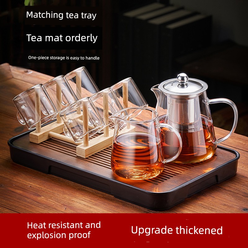 Jie'an Xi Tea Set Tea Tray Home Use Set 2025 New Arrival Tea Brewing Pot Borosilicate Glass Kettle for Electric Ceramic Stove