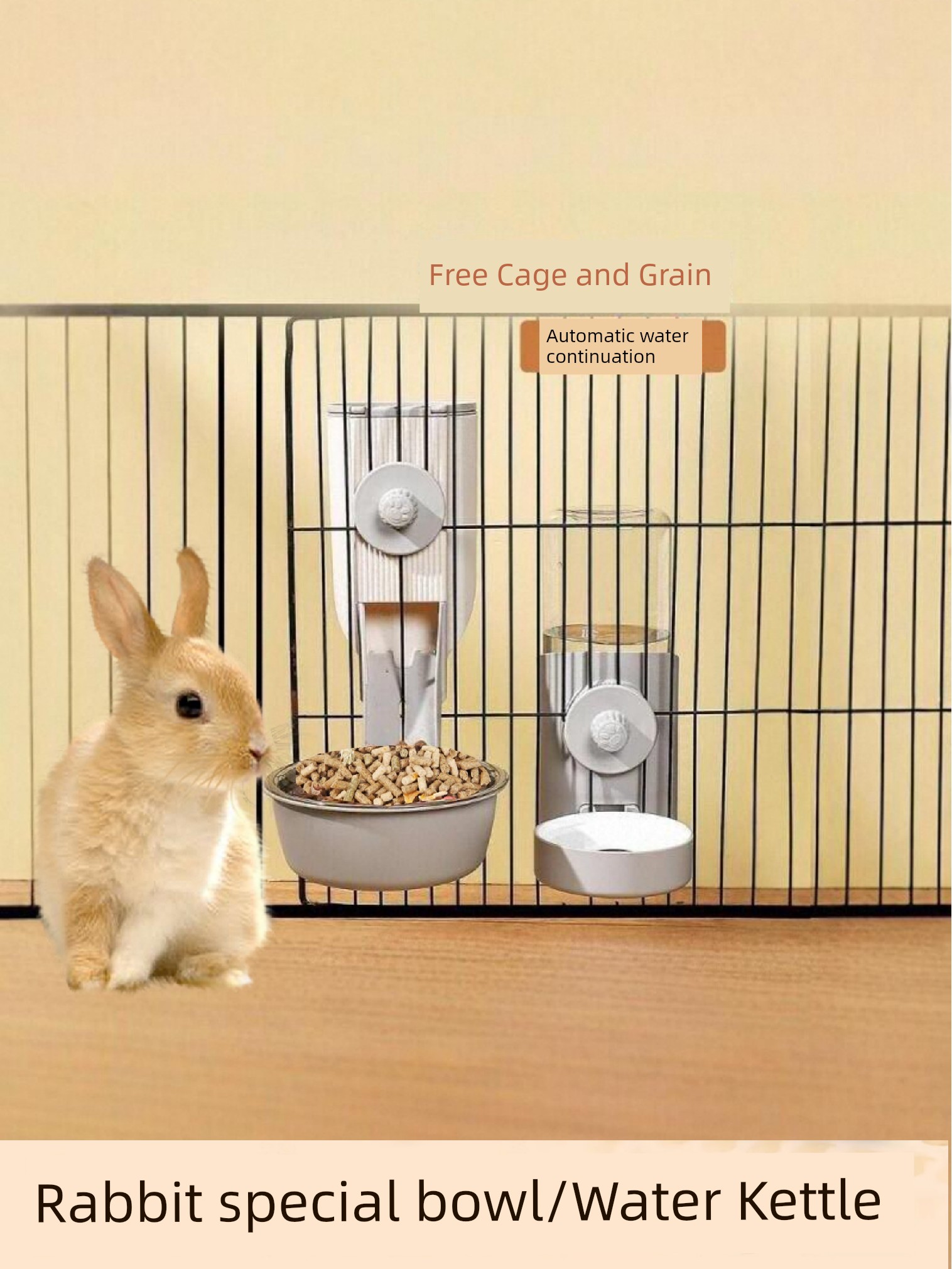 Rabbit Special Automatic Pet Feeder Large Capacity Box Handy Gadget Particles Rabbit Food Pot Feed Anti-Grilled Bowl Food Basin Guinea Pig