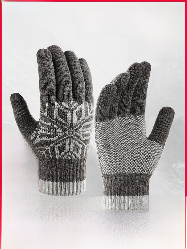 Plus Fluff Wool Touch Screen Electric Car Knitting Gloves