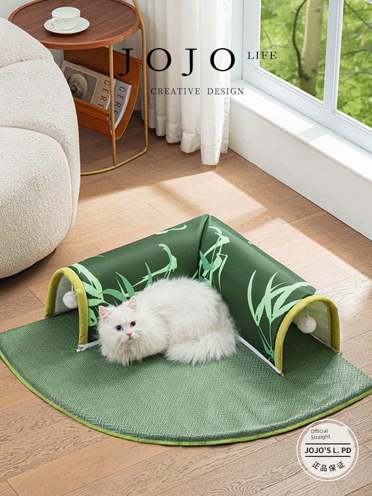 Jojo's L. Pd. Review. Cat Nest Summer Sleep Rattan Mat Tunnel Closed | Review