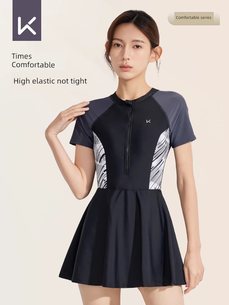Keep Swimsuit Women's 2025 New Arrival Summer Conservative Professional Covering Belly Thin One-Piece Swimsuit Plus Size Plus Size Ladies Swimsuit