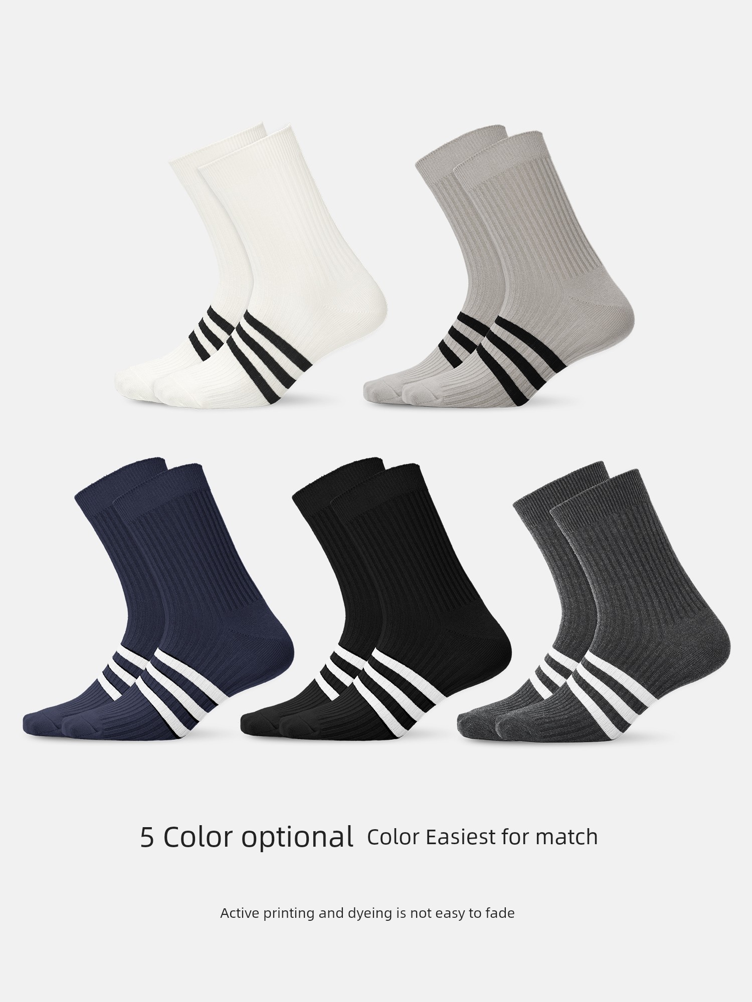 Bodydream 5 Pairs Men's Socks Long-Staple Cotton Tube Socks Striped Socks Winter Heattech Sports Basketball Socks