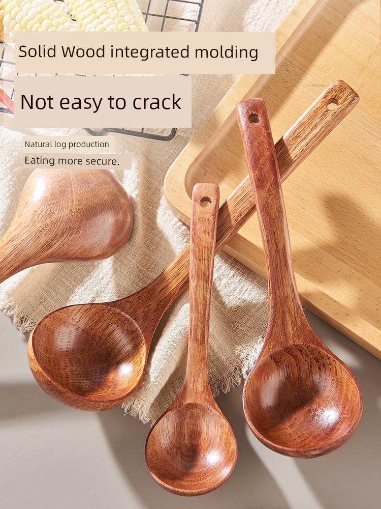 Kitchen Utensils Large for Scooping up Porridge Porridge Japanese-Style Long Handle Wooden Spoon