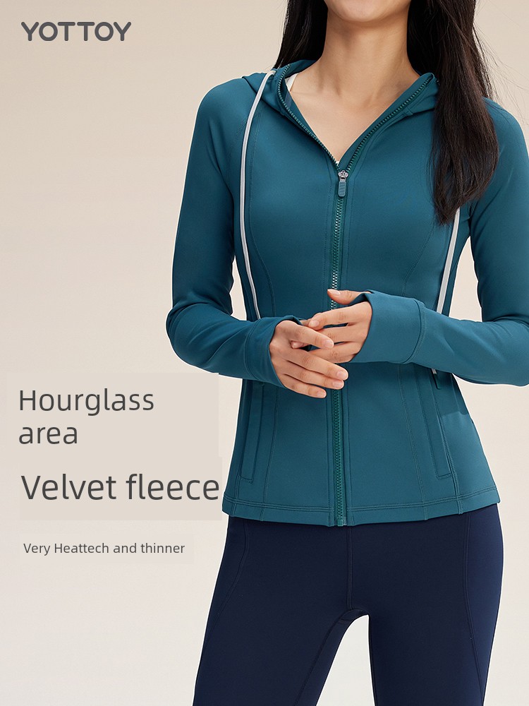 Yottoy Yoga Outwear Fall and Winter Fitness Sports Outdoor Running Slim New Arrival Casual Fleece and Thick Yoga Clothes