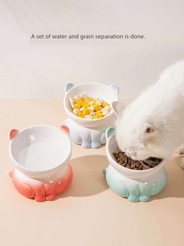 Summer Eating and Drinking Water Integrated Large Diameter Dedicated Cat Bowl