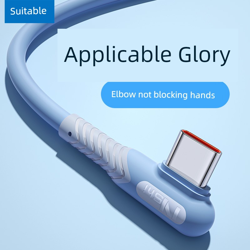Applicable to Typec Data Cable Tpyec Elbow Applicable to Honor 50/60 Mobile Phone 40W Charging Plug Mate30/40 Data Cable Nova78/9pro Charging Cable P50p40p30