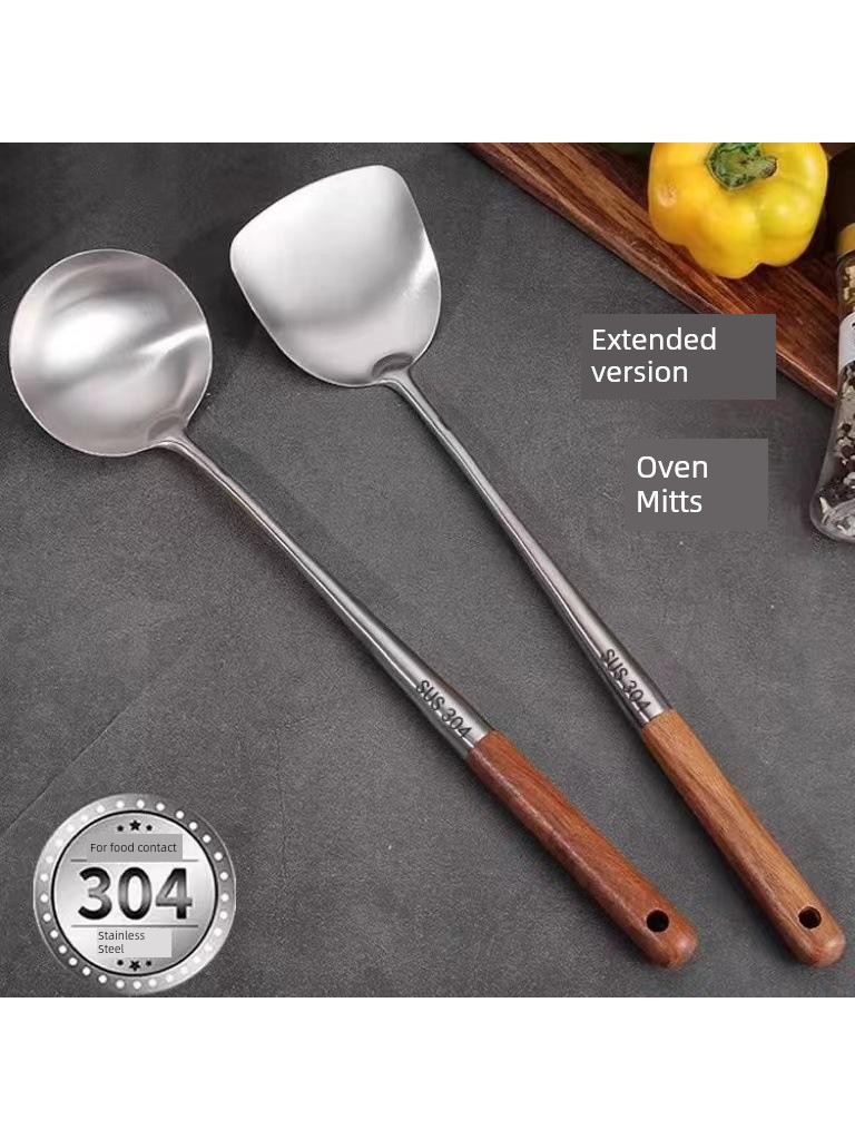 Jujiajia Stainless Steel Pot Shovel For Home Kitchen Spatula Colander Soup Spoon Suit Slotted Spoon Thickened Fried Noodles