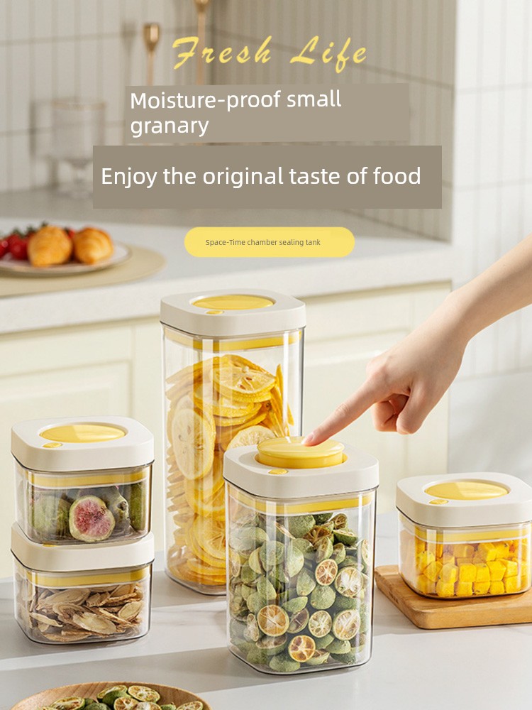 Press Vacuum Sealed Cans Food Grade Storage Box Storage Box Kitchen Special Storage Handy Gadget Coffee Beans Storage Jar