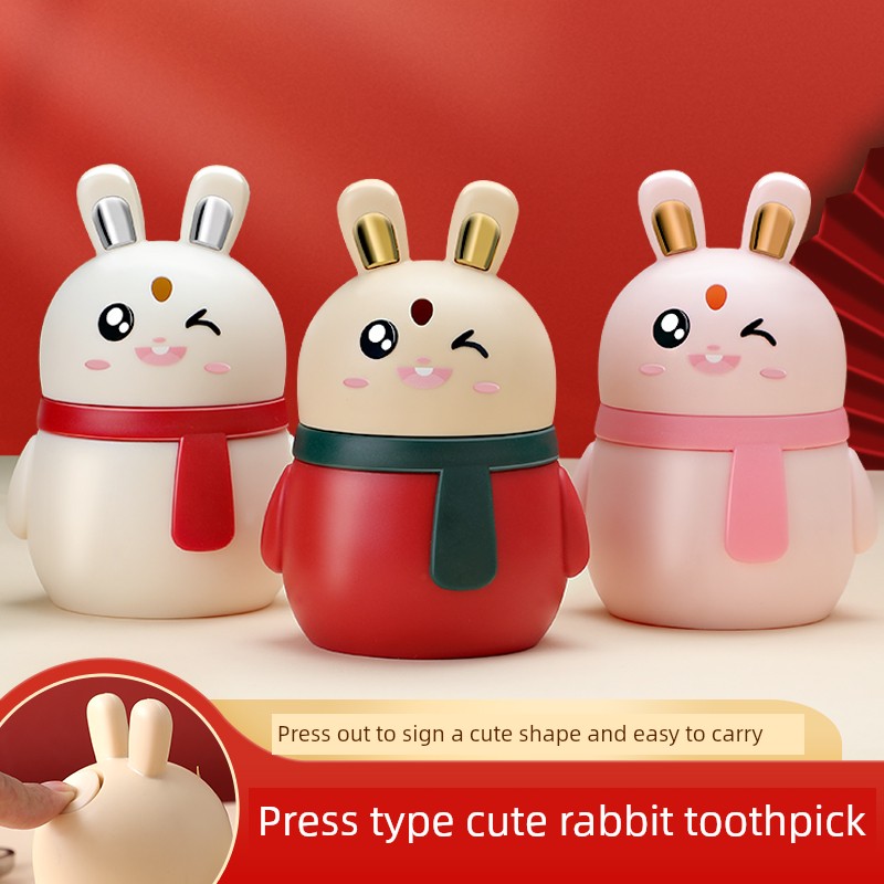 Rabbit Toothpick Box Press Type Internet Celebrity Toothpick Box Automatic Pop-up Toothpick For Home High-End Livingroom Toothpick Holder