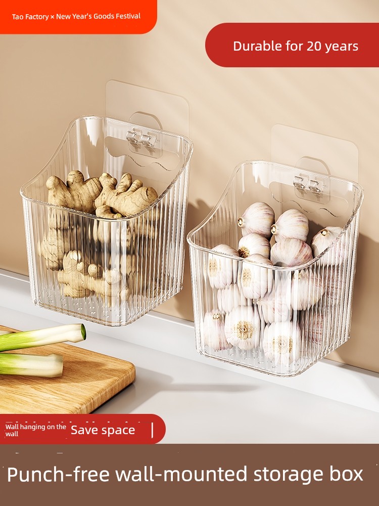 Onion, Ginger and Garlic Bathroom Wall Plastic Storage Basket Kitchen
