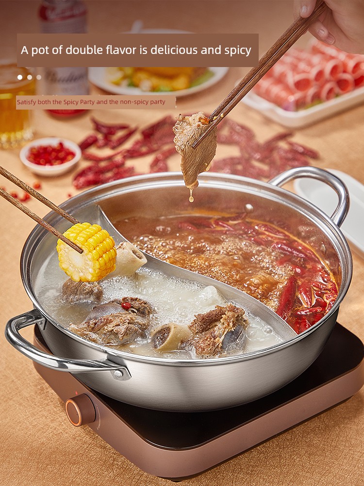 Cooker King Two-Flavor Hot Pot Hot Pot Household Induction Cooker Dedicated Pot Thickened 304 Stainless Steel Hot Pot Basin Large Capacity