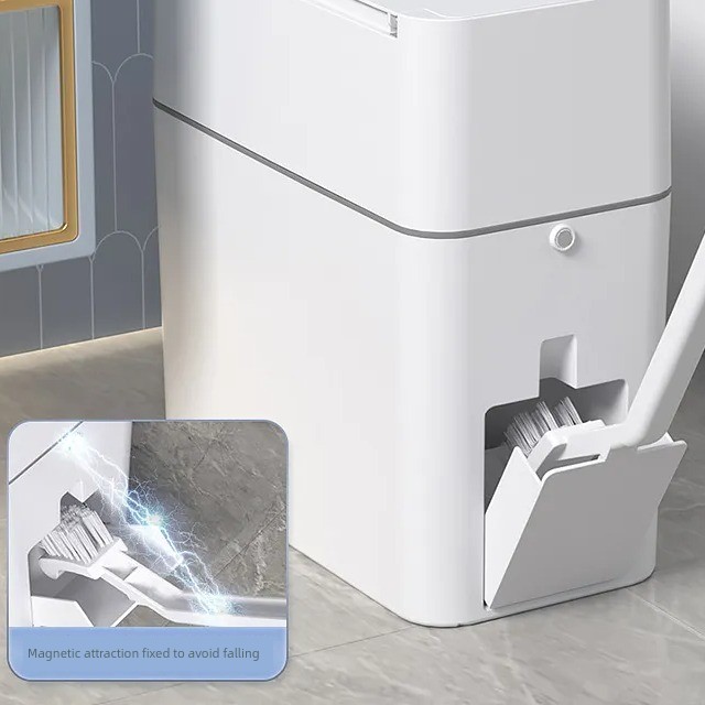 Jujiajia Creative Square Corner Trash Bin For Home Bathroom with Brush Automatic Closing Minimalist More than Scandinavian Specifications