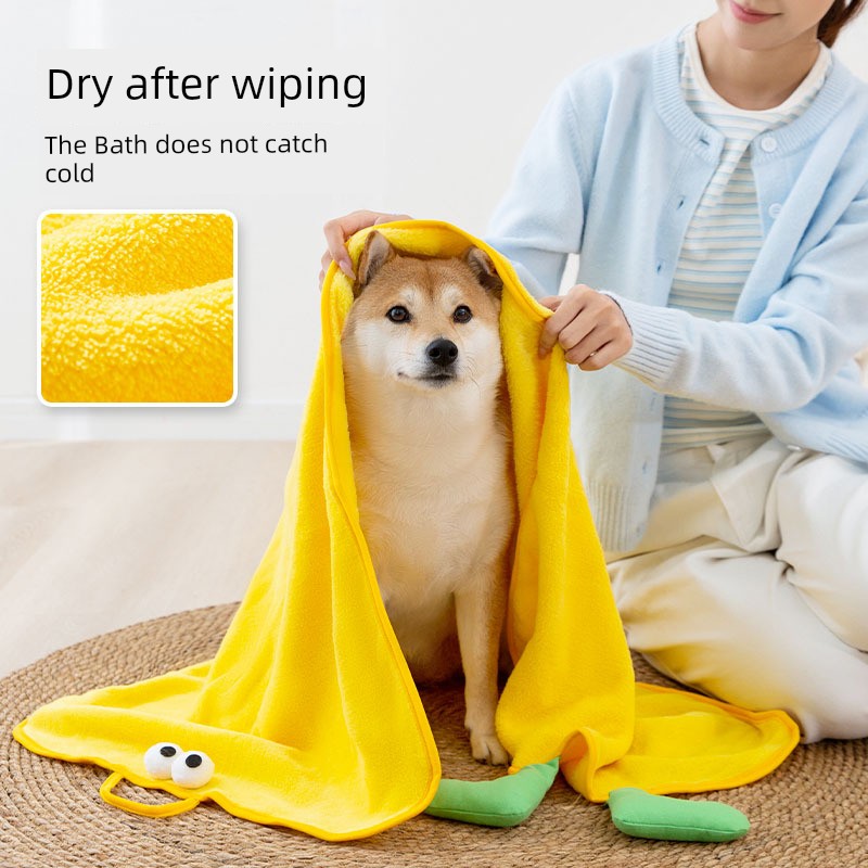 Hippie Dog Pet Towel Dog Teddy Absorbent Corgi Soft and Quick-Drying Bath Towel Deodorant Deodorant Mite Removal Coral Fleece