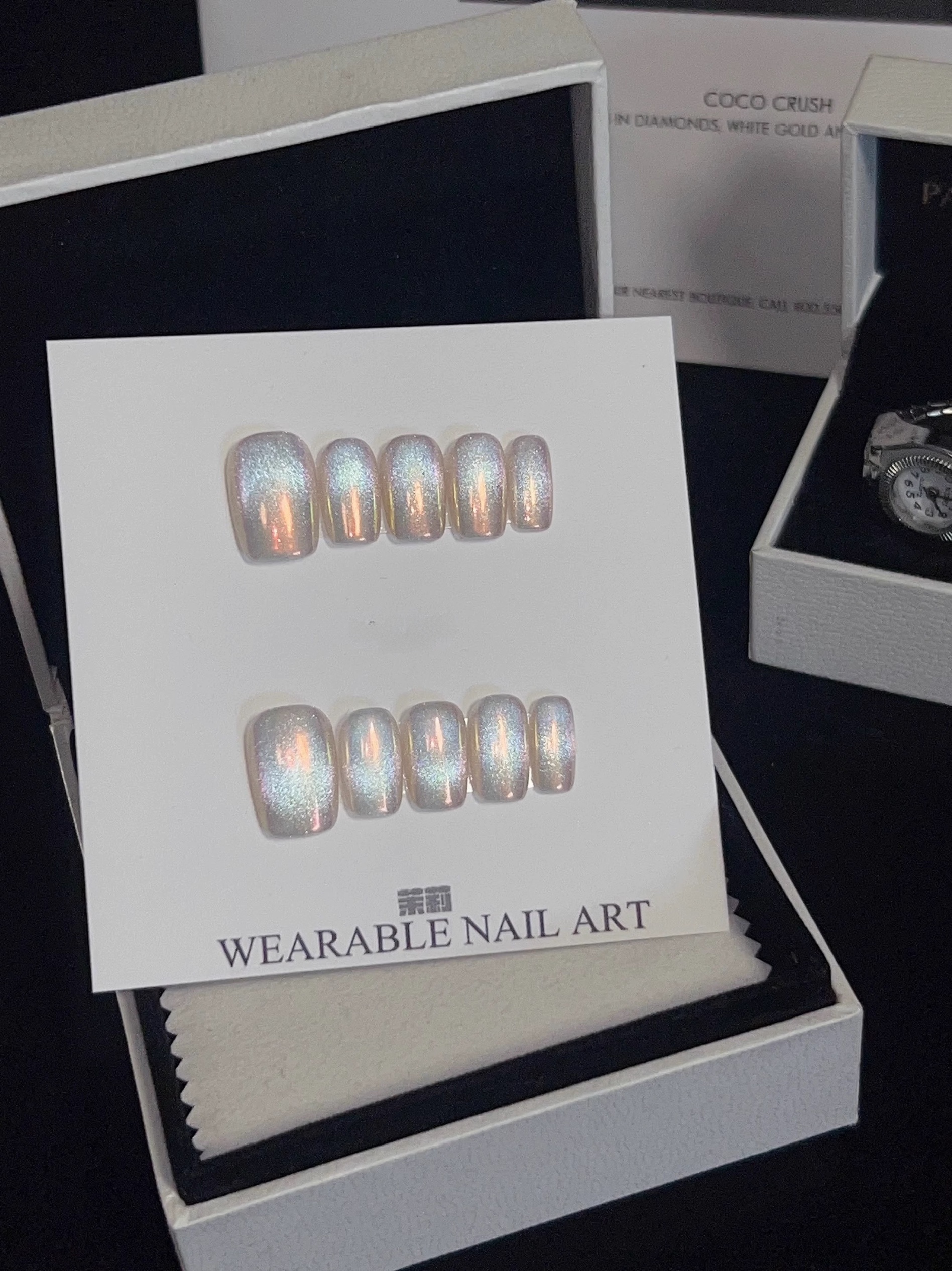 Hand-Worn Nail Sea Salt Matcha 2024 New Arrival Cat's Eye Manicure Fancy Short Nail Tip Wearable Patch