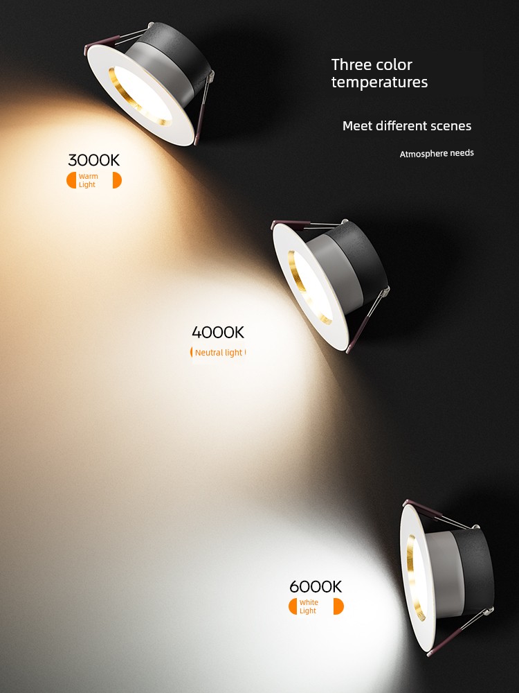 LED Downlight Embedded 5 Cm5.5cm6cm6.5 Hole Bull's Eye Lamp Ceiling Spotlight Living Room Small Hole Lamp