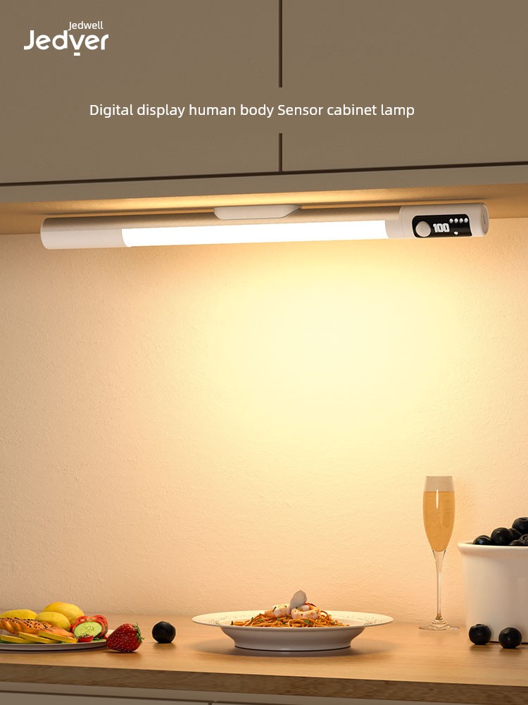 Cabinet Induction Lamp Wireless For Home Corridor Aisle Human Body Charging Digital Display LED Light Bar USB Night Light Wiring Free