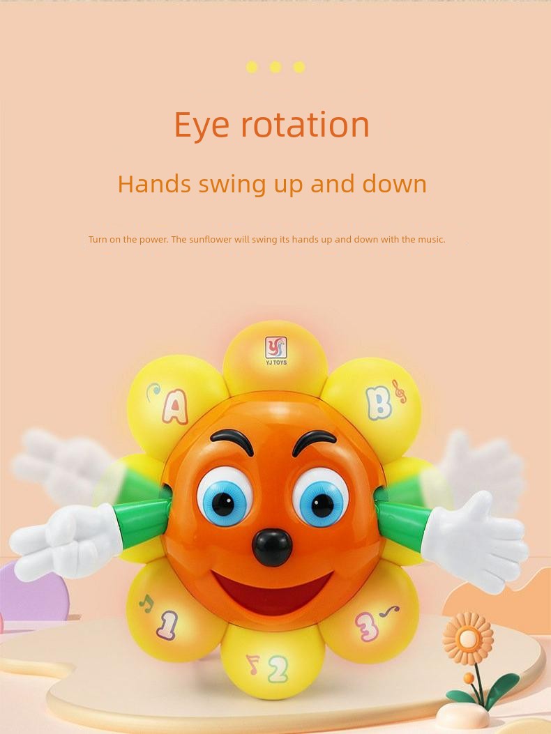 Tiktok Same Style Kids Electric Universal Sun Flower Toy Rotate Light Music Sunflower Male and Female Baby Gift