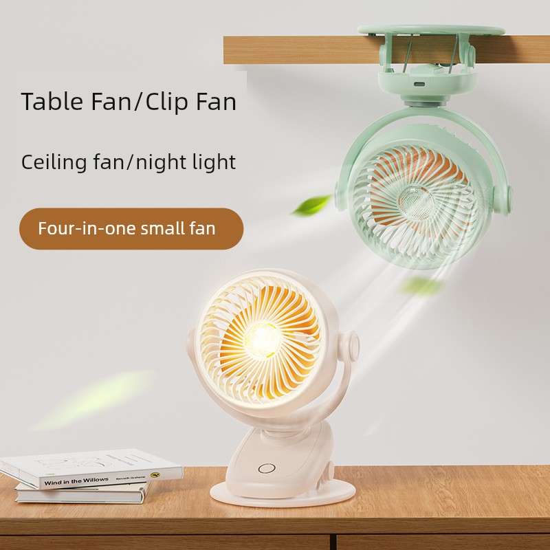 Can Be Suitable for Little Fan Small Desktop Dormitory Portable Rechargeable USB Clip Office Household Electric Fan Ultra-Quiet Bed Handheld Rechargeable Car-Carrying Electric Fan Summer Mini Portable