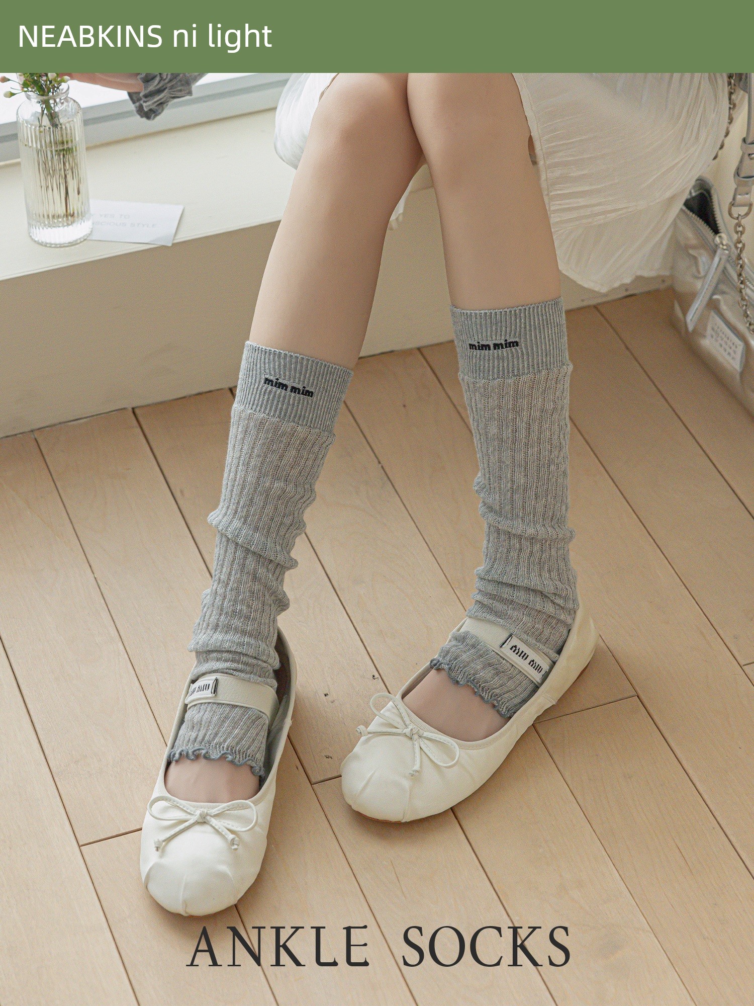 Gray Pile Style Foot Sock Ballet Style Calf Socks Women's Summer Thin Y2g Leg Warmer Spring & Fall Miu Series Stockings