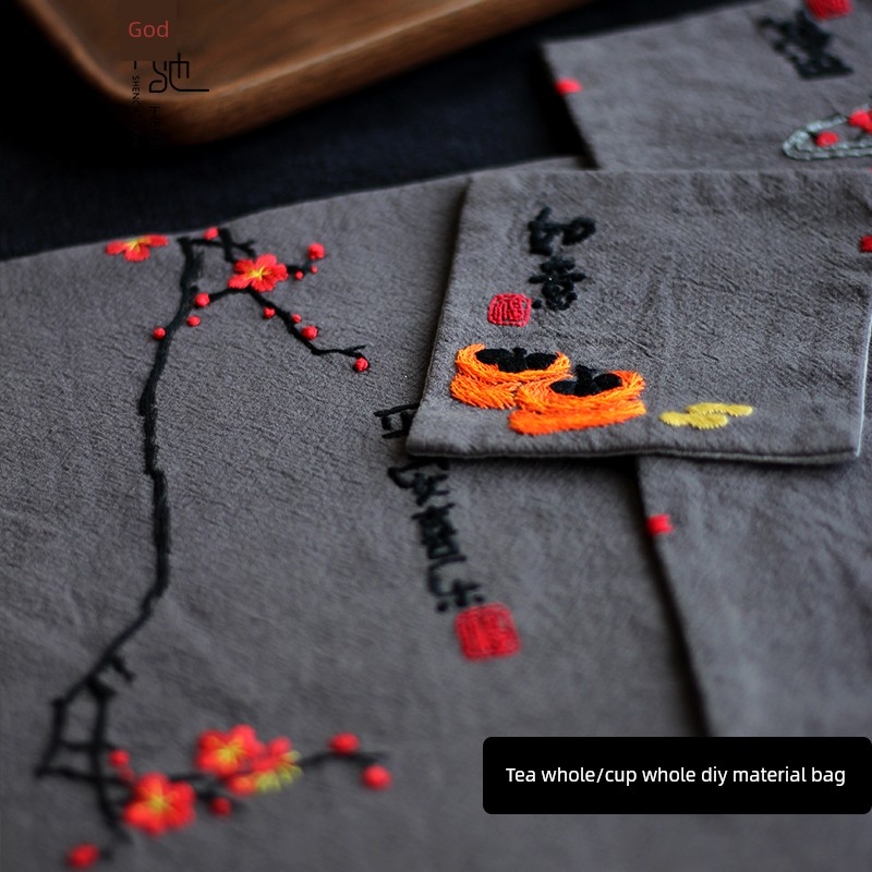 Shenchi Fulu Tea Mat Ink Style Embroider DIY