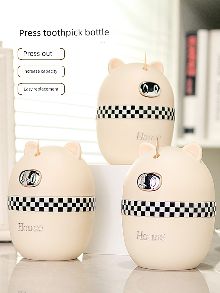 Jujiajia Toothpick Box Automatic Pop-up Portable 2023 New Arrival For Home Good-looking Creative Cream Style Toothpick Holder