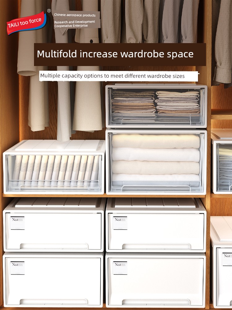 Taili Drawer Style Wardrobe Transparent Plastic Storage Box