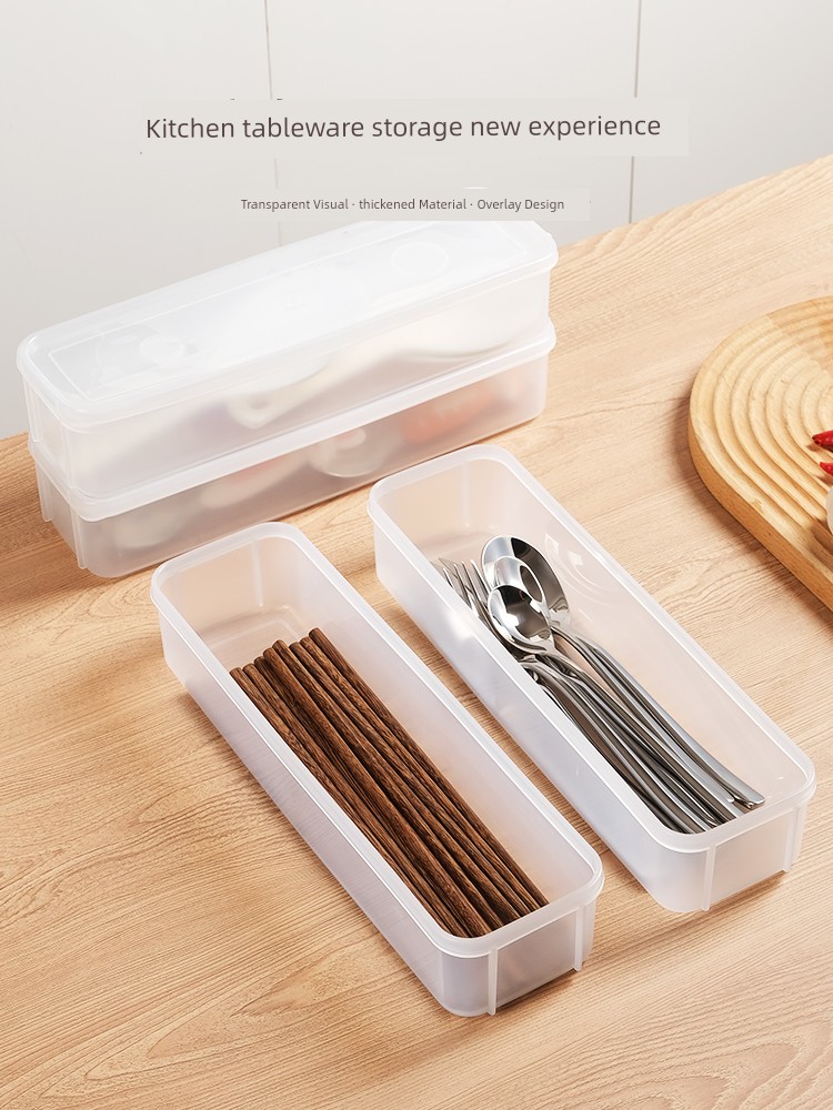Food Grade Chopsticks Box Kitchen Tableware with Lid Mildew-Proof Storage High Temperature Resistant Plastic Noodles Chopsticks Box Tasteless Chopstick Canister