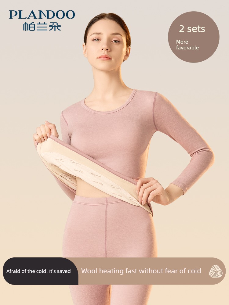 Heattech Intimates Female Thickened Fleece-lined De Wool Patch Heating Cold-Proof Inner Wear Underwear Long Johns Suit Winter