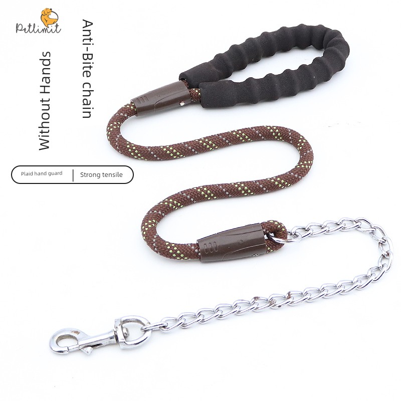 Dog Hand Holding Rope Medium Large Dog Golden Retriever Pet Chain Dog Leash P Chain Supplies Labrador Anti-Bite Iron Chain