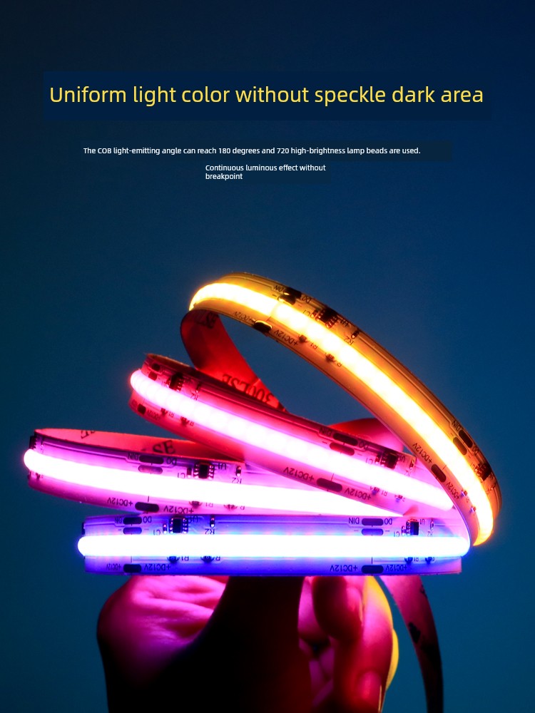 Cob Magic Color Light Strip 12v24v Running Water Horse Full Color Gradient RGB Programmable LED Ultra-Thin Bar KTV Light Bar