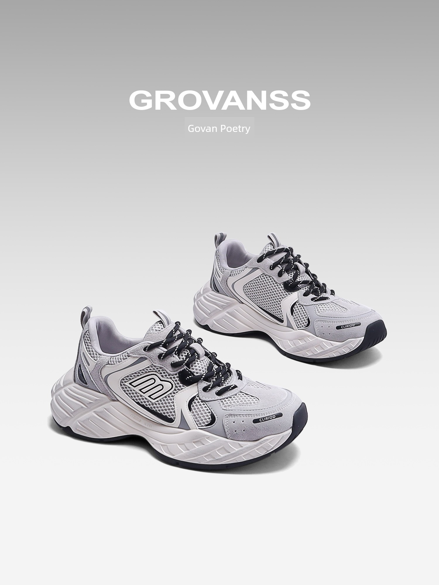 Goldfarm Poetry Dad Shoes Women's 2025 Early Spring New Arrival Fashion Thick Sole Lightweight Leather Mesh Casual Sneaker Running Shoes