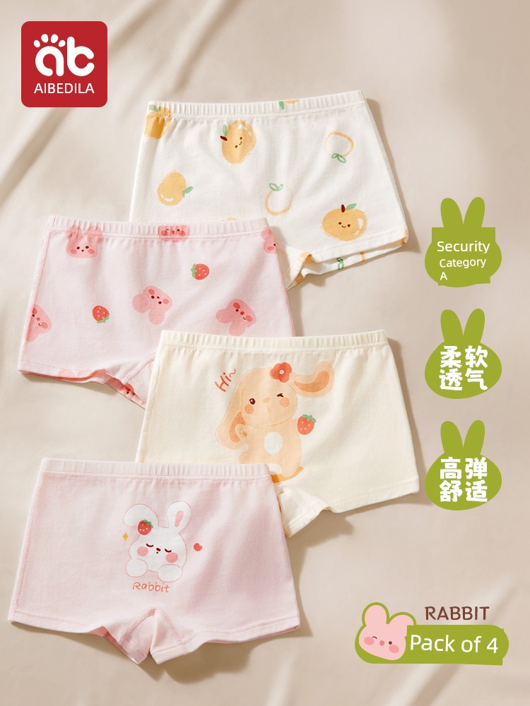 AIBEDILA Girl Underwear Kids Baby Girl Baby Pure Cotton Boxer Boxer Shorts Cotton Development Primary School Students