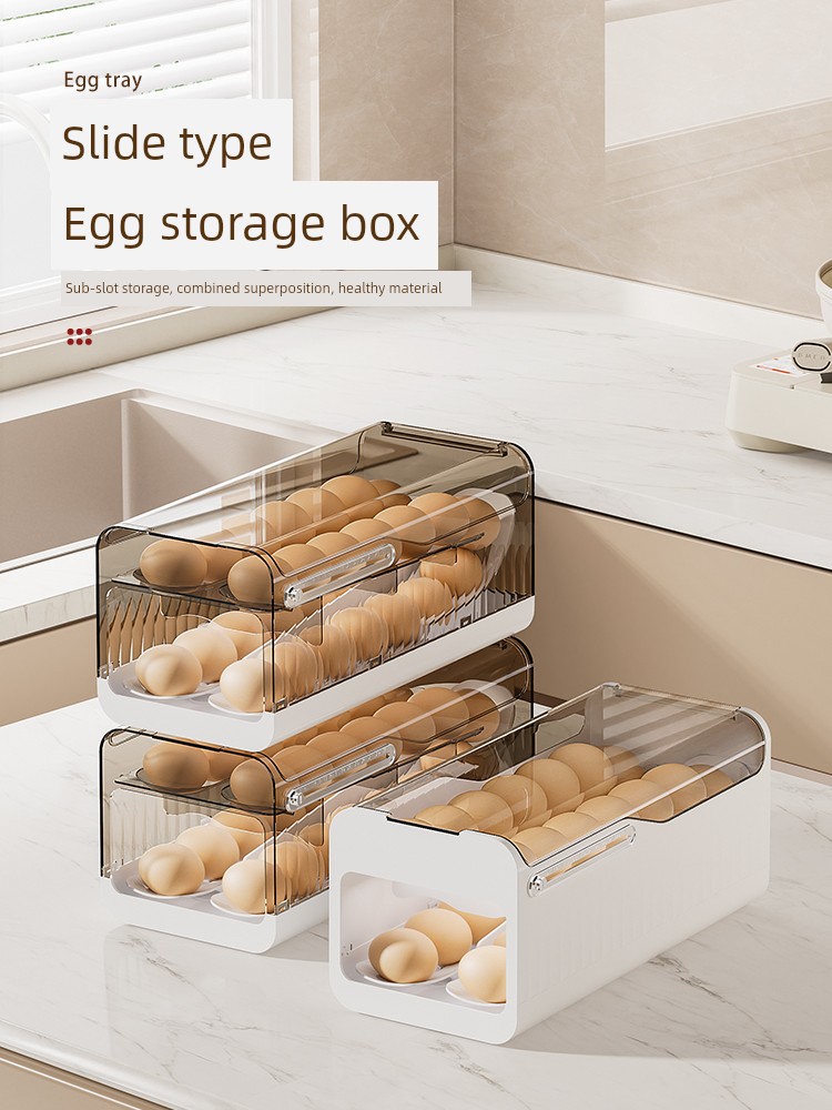 Rolling Egg Storage Box Kitchen Multi-Layer Bevel Automatic Egg Roller Refrigerator Side Door Egg Tray Special Crisper