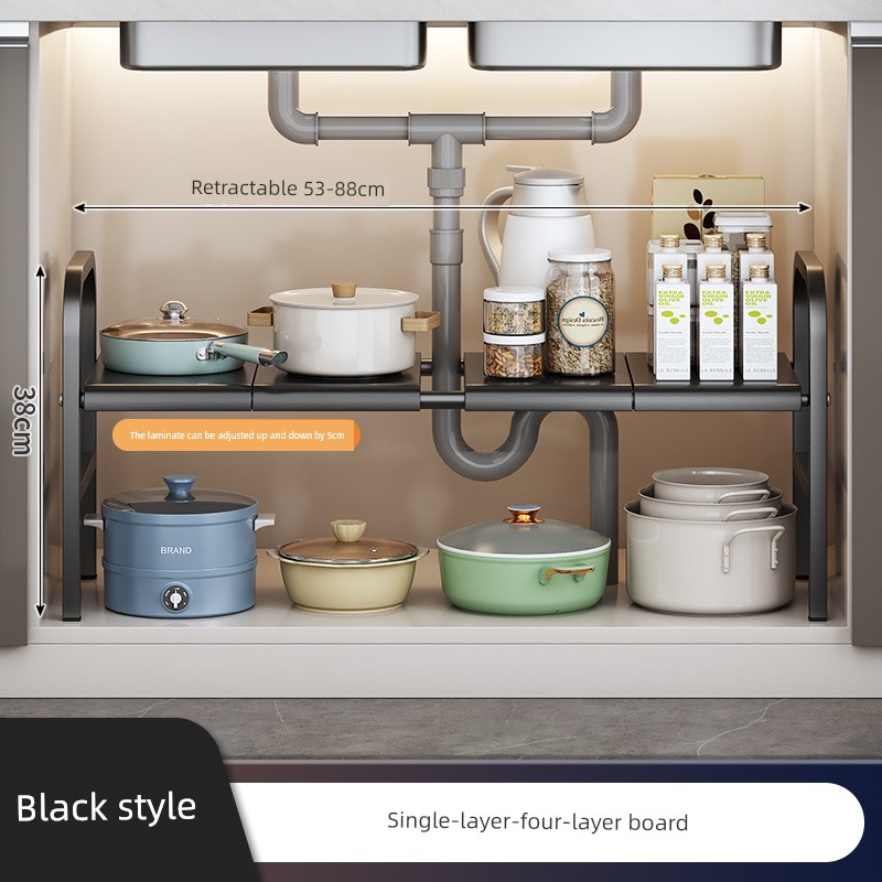 Retractable Kitchen Sink Rack Bathroom Wash Basin Sink Cabinet Cookware Storage Rack Pot Rack