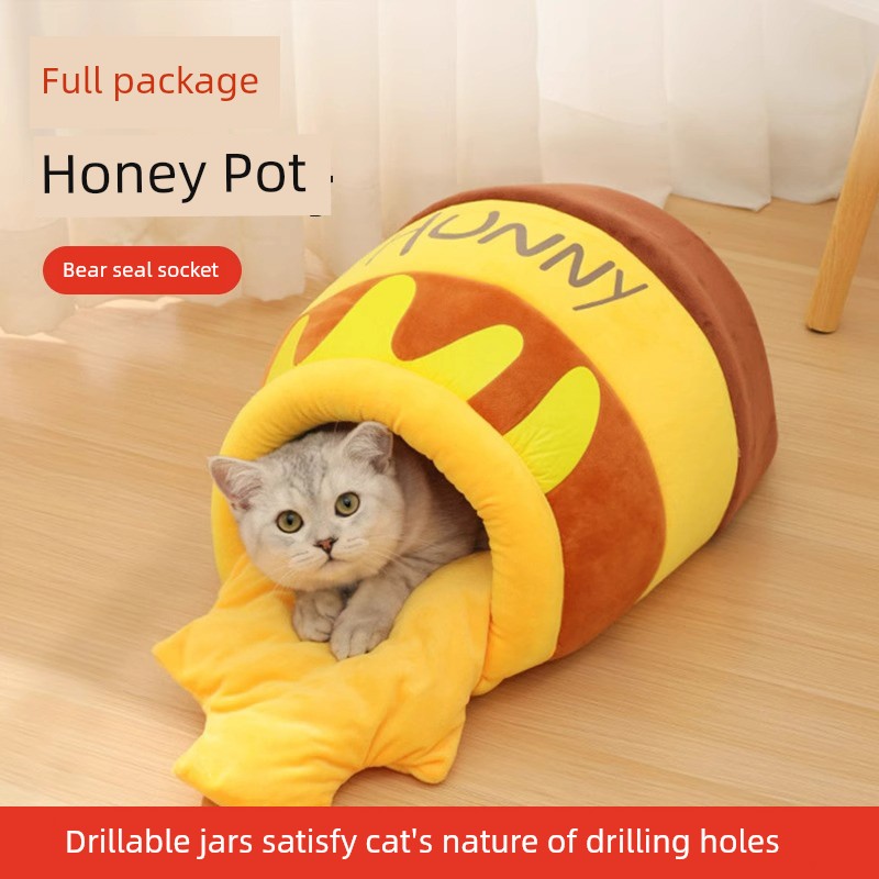 Cat Nest Winter Heattech Cat Sleeping Bag Honey Pot Closed Sense of Security Winter Sleeping Nest Kitten Winter Handy Gadget Cat House