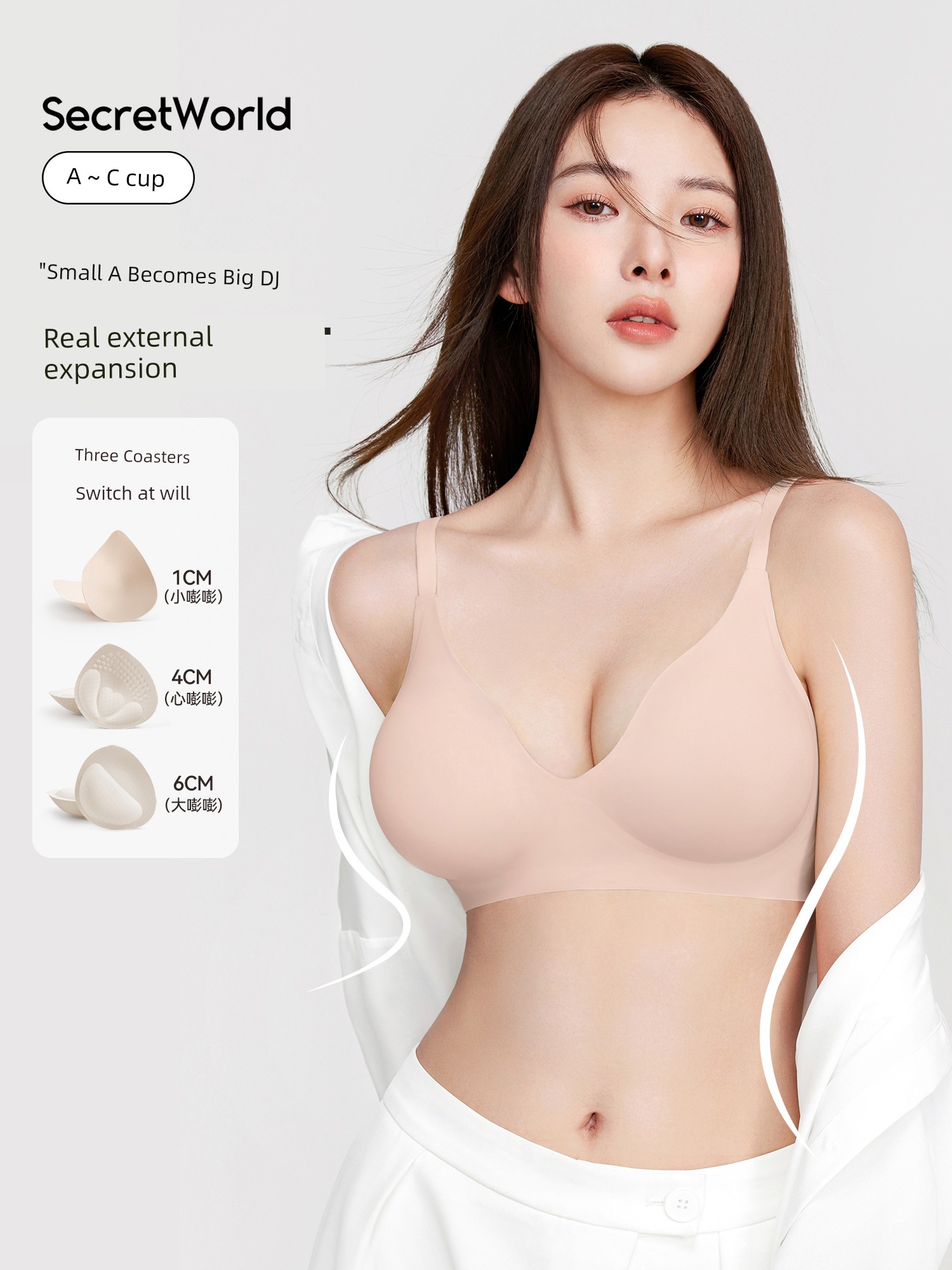 Secret World Expansion Intimates Female Push up Small Size Big Cartoon Chest Sexy Bra Anti-SAG Bra