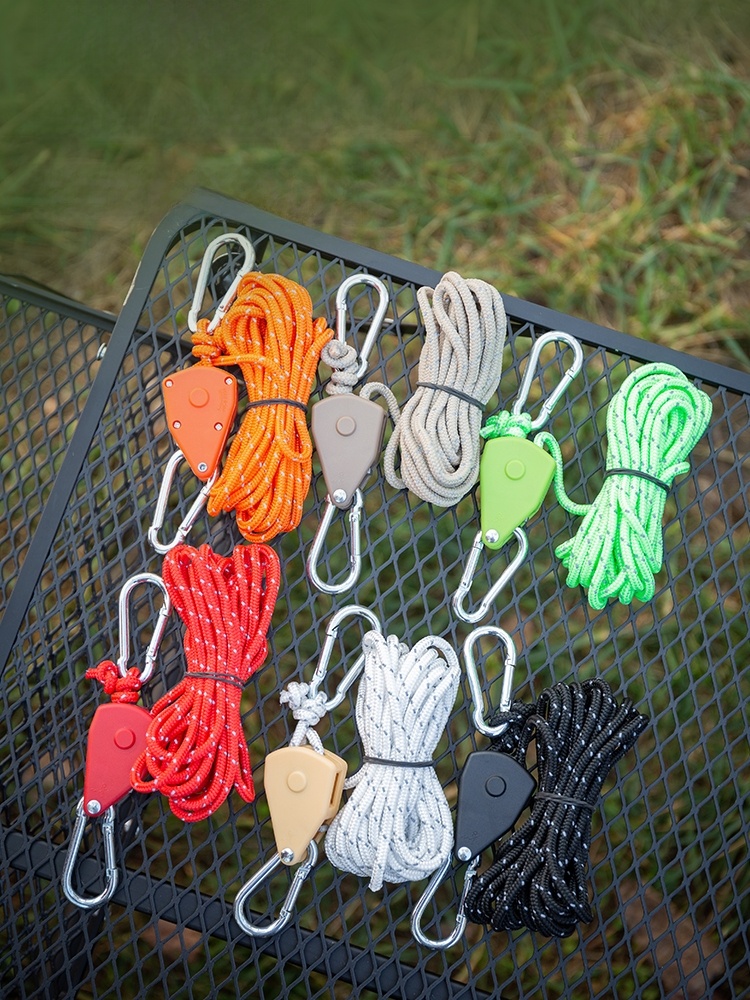 Camping Tent Wind Proof Rope Bold Pulley Adjustable Outdoor