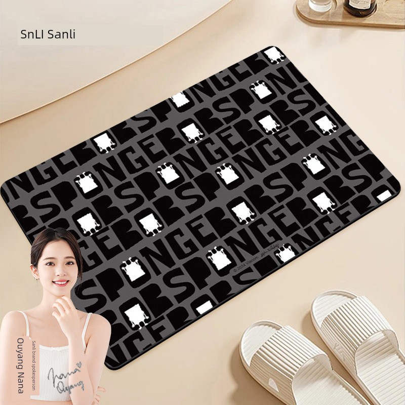 Sanli Sponge Baby Joint Name Diatom Ooze Floor Mat Water-Absorbing Quick-Drying Bathroom Door Bathroom Non-Slip Mat Foot Mat