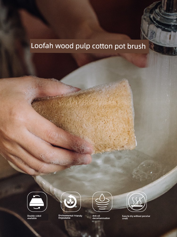 Tree Kitchen Cleaning Decontamination Brush Natural Loofah