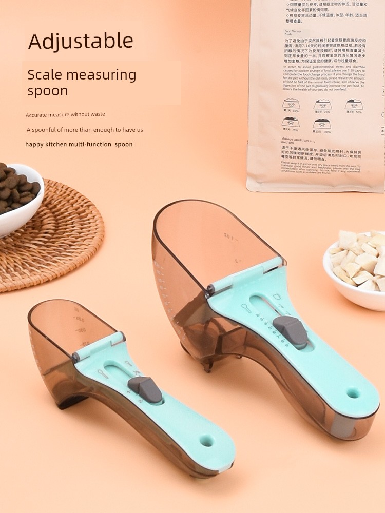 Cat Food Spoon Dog Food Spoon Measuring Weighing Device Food Dog Measuring Cup Shovel Adjustable Spoon Pet Food Spoon Supplies