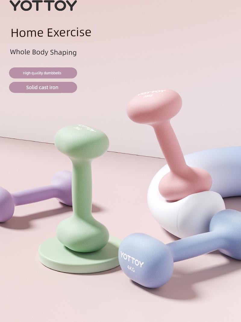Yottoy Dumbbell Women's Fitness For Home Pair Men Teenagers Small Solid Cast Iron Sub-Pure Iron Thin Belly Soft
