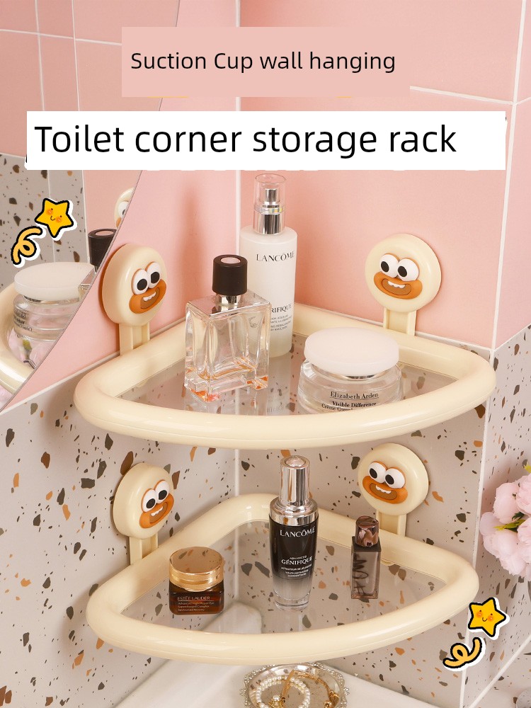 Bathroom Suction Cup Triangle Storage Rack Corner Cream Style Wash Basin Punch-Free Wall Hanging Bathroom Storage Rack
