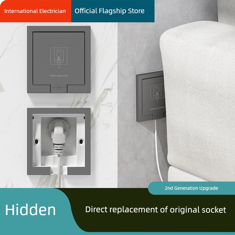 International Electrician Embedded Socket Hidden Embedded Wall Invisible Panel 16A Five-Hole 86-Type Refrigerator Dedicated